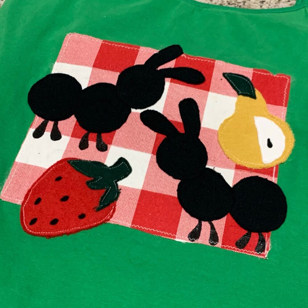 Custom Upcycled Ants at a Picnic Green Patchwork Tank Top Large - Picture 2 of 5